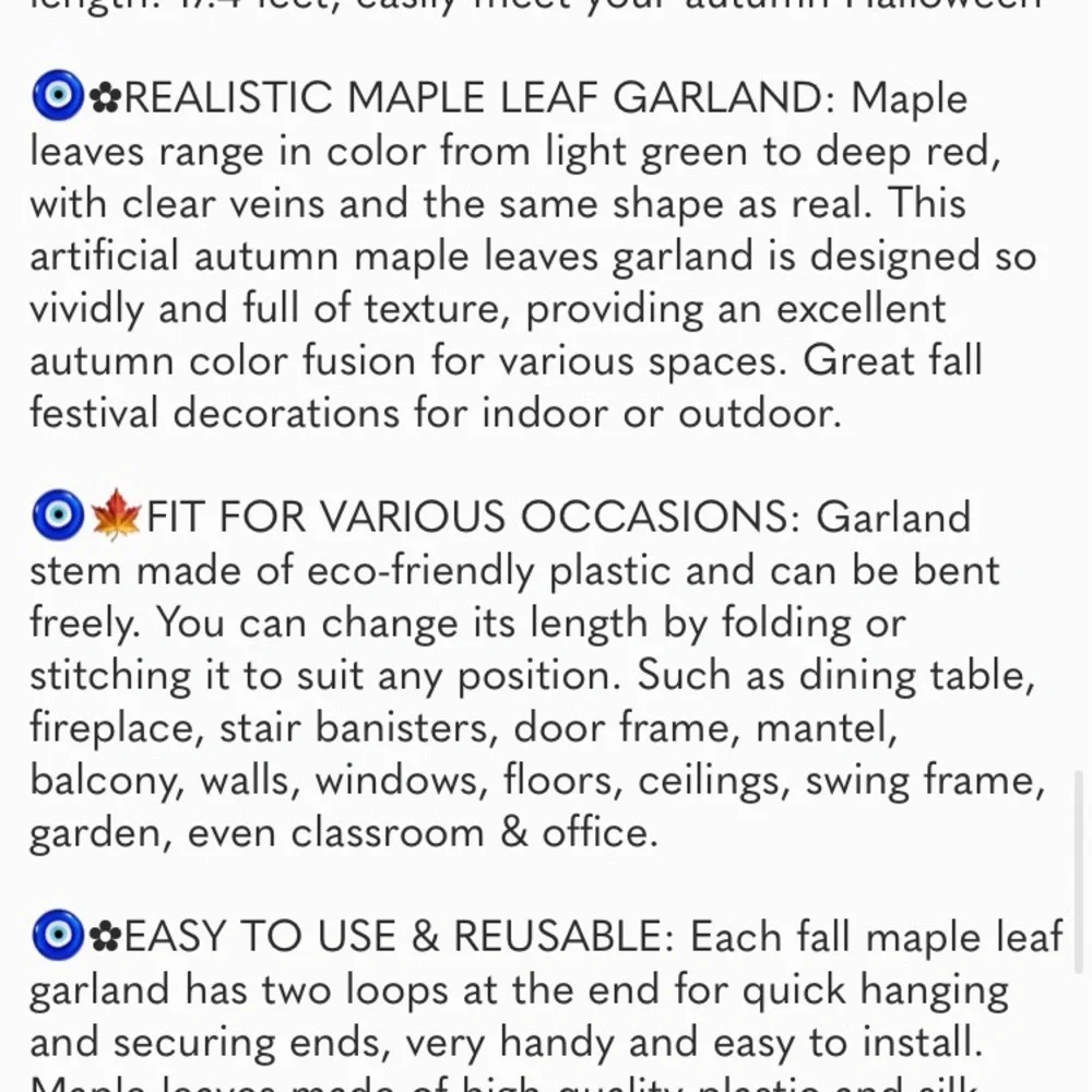 6 Pack 5.8Ft Artificial Maple Leaf Garland - Fall Decor for Home & Thanksgiving